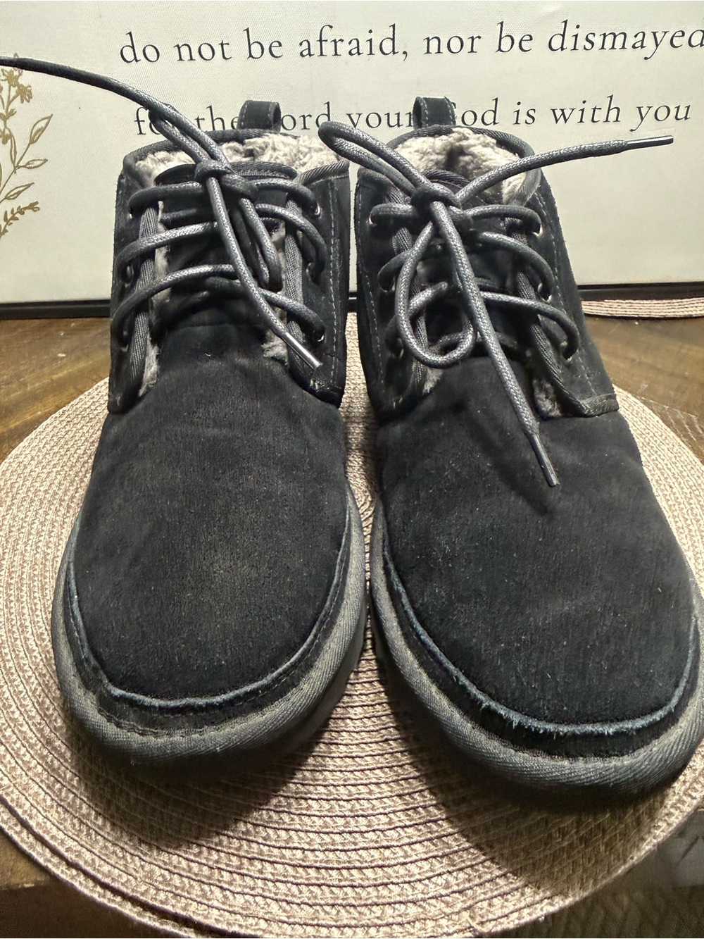 UGG Men's Black Suede Chukka Boots with Fur Lining SZ-12- Box 9
